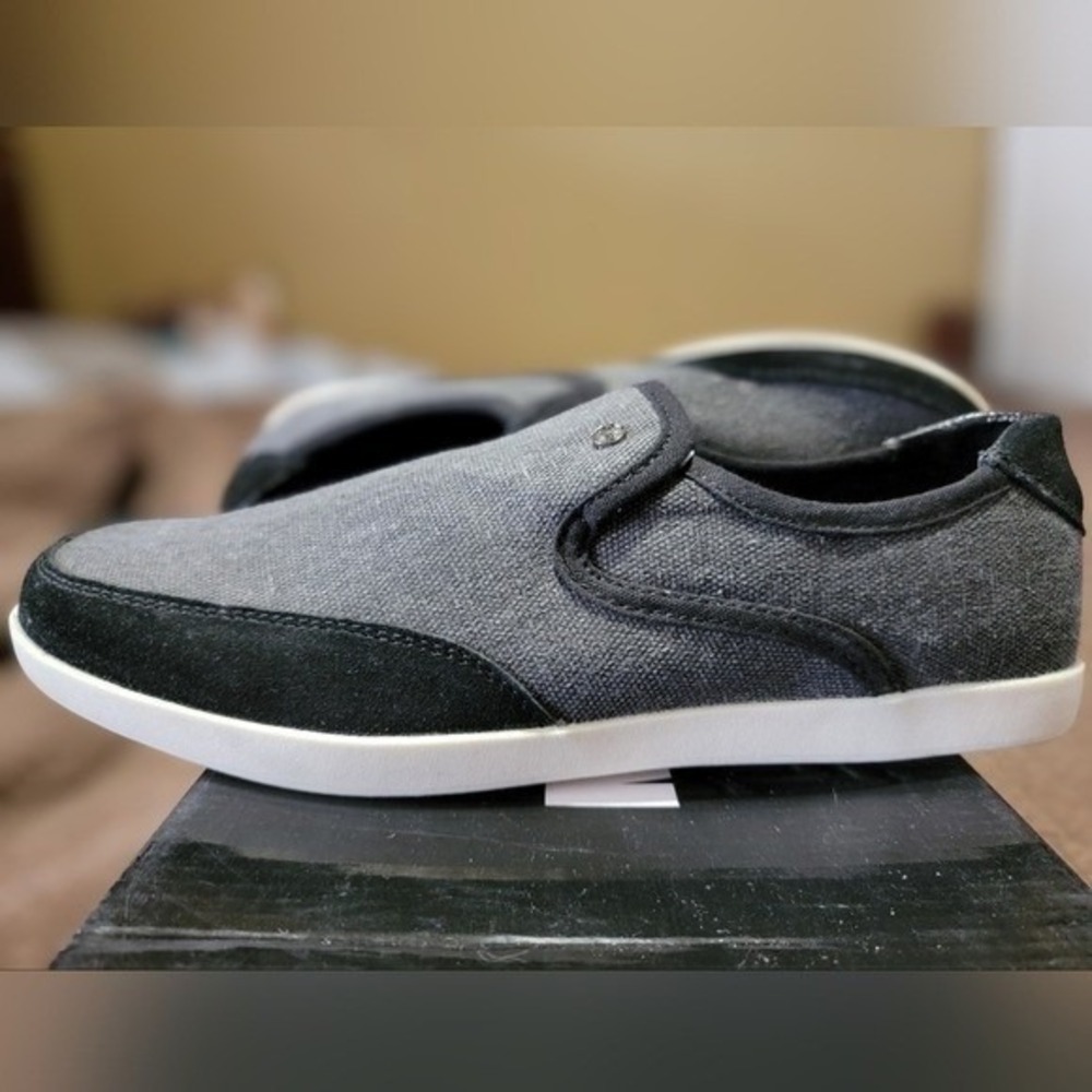 Madden Men M-Gindle Black Grey Fabric Slip On Sneakers Shoes 7.5 Low Top Loafers - Picture 8 of 12